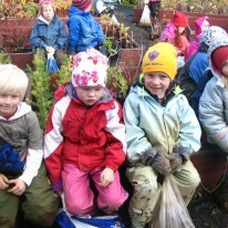 1. bekkur tók upp kartöflur