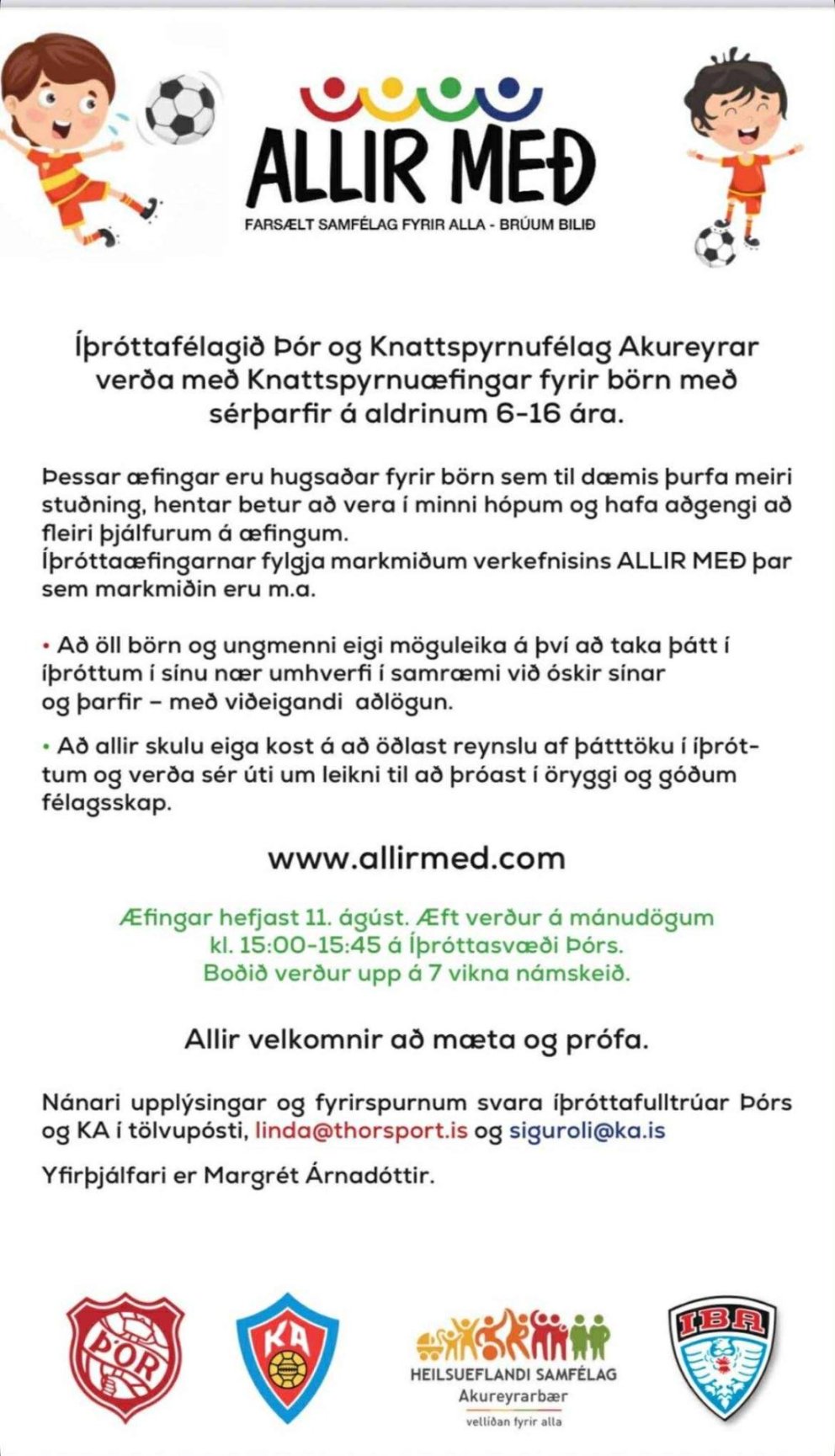 Allir með í leikinn – knattspyrnuæfingar fyrir börn með sérþarfir