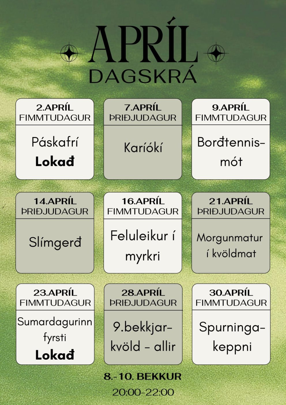 Félgasmiðstöð - unglingaopnun í apríl