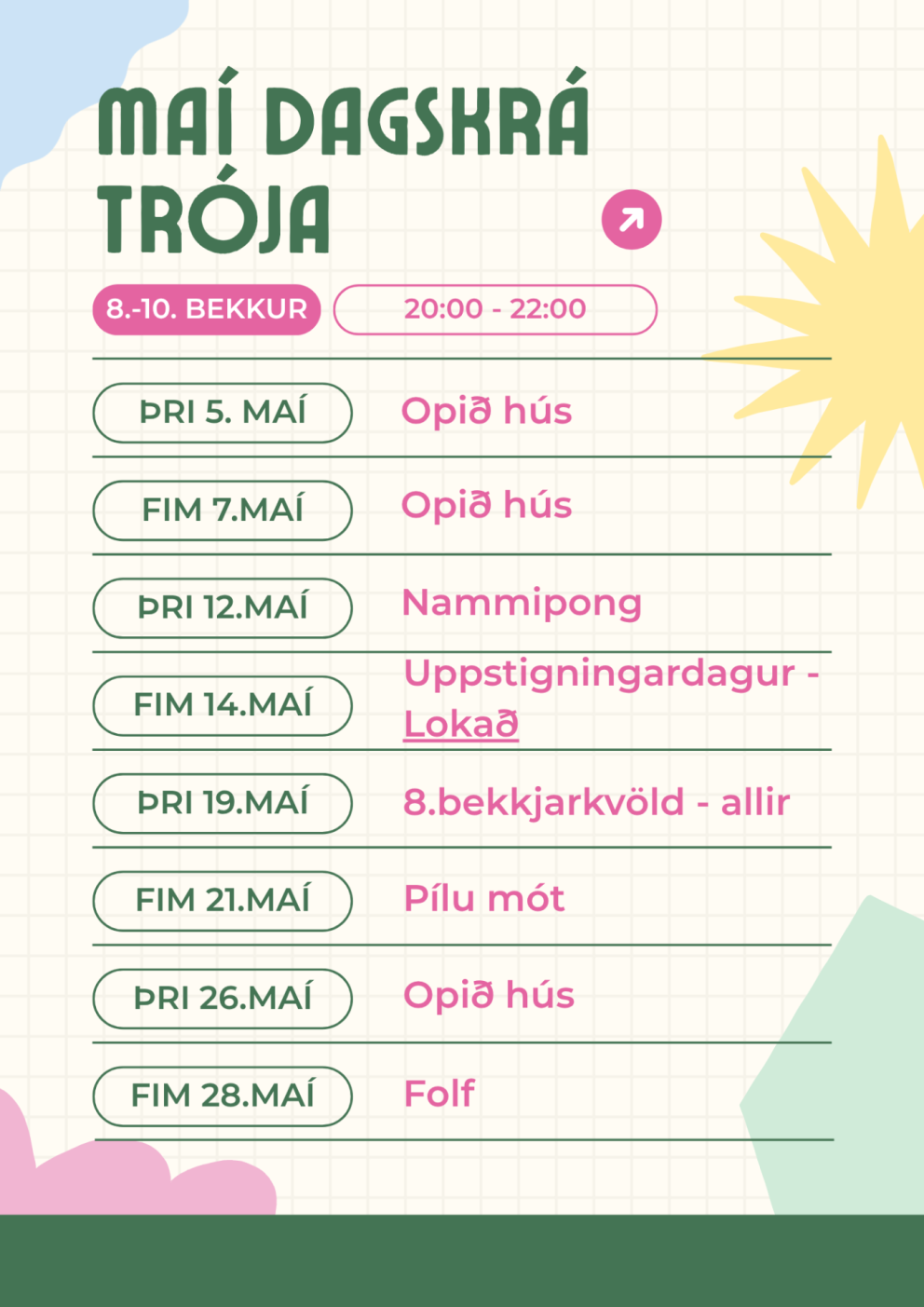 Opið hús í maí - 8. - 10. bekkur