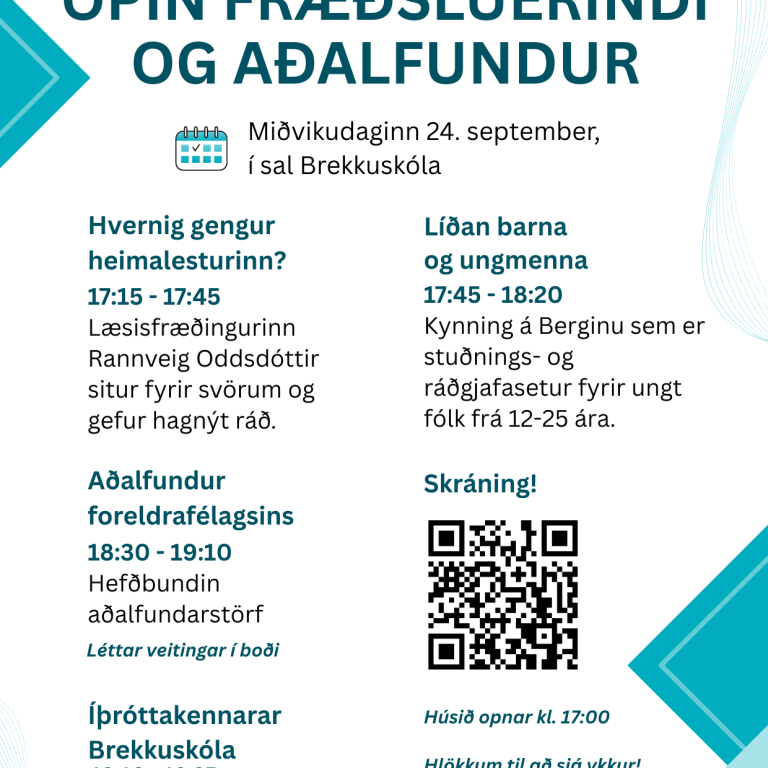 Opin fræðsluerindi og aðalfundur