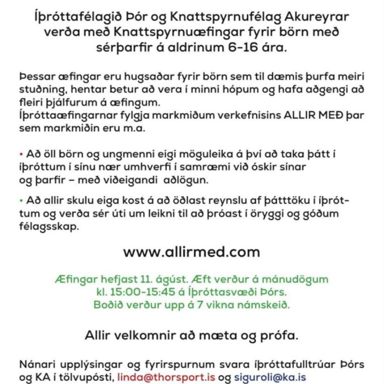Allir með í leikinn – knattspyrnuæfingar fyrir börn með sérþarfir