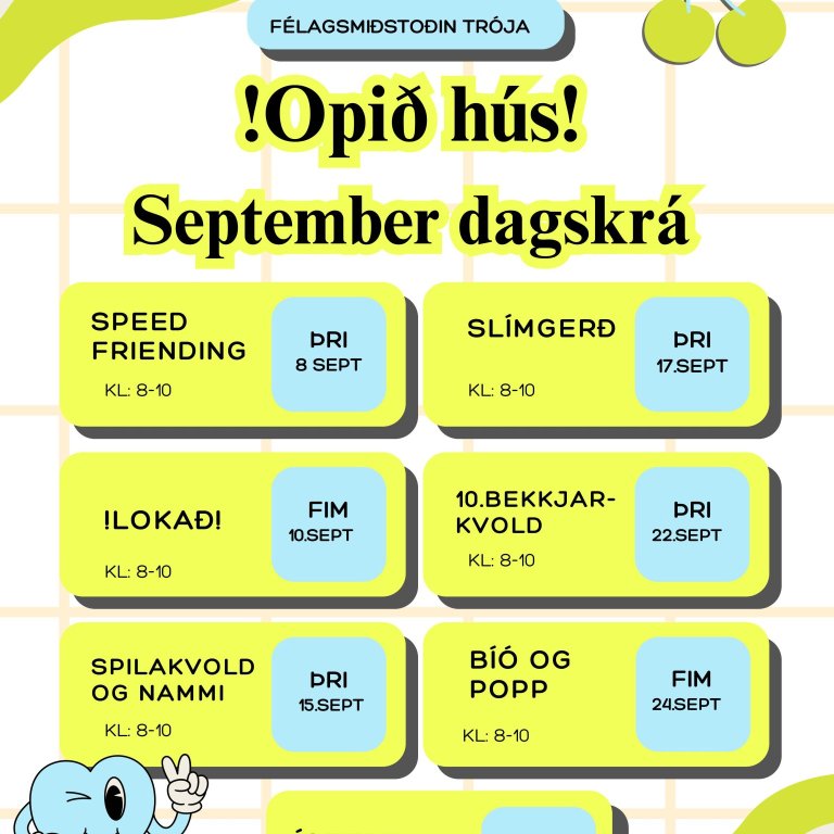 Félgasmiðstöð - unglingaopnun í september